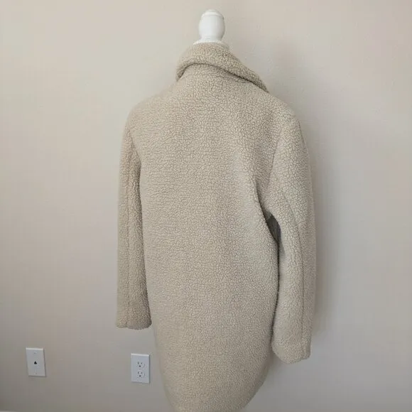 Urban Heritage Faux Fur Sherpa Teddy Trench Coat Size Medium Women