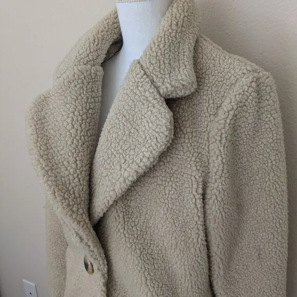 Urban Heritage Faux Fur Sherpa Teddy Trench Coat Size Medium Women