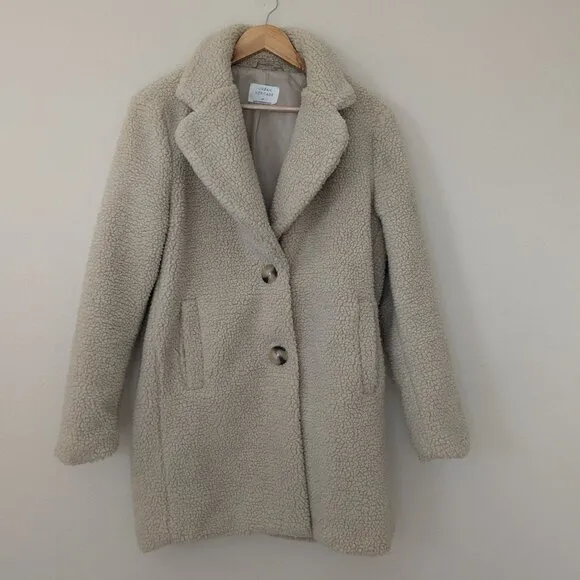 Urban Heritage Faux Fur Sherpa Teddy Trench Coat Size Medium Women