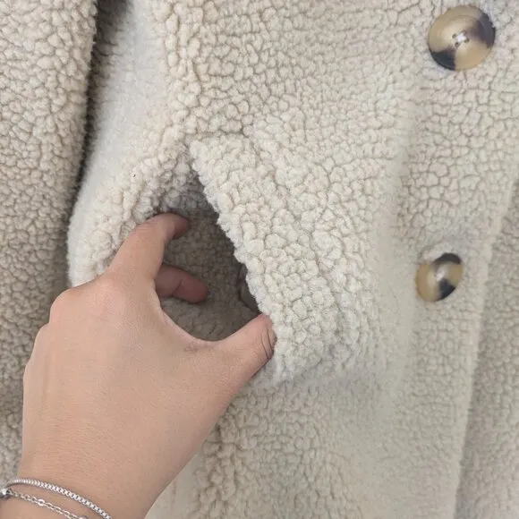 Urban Heritage Faux Fur Sherpa Teddy Trench Coat Size Medium Women