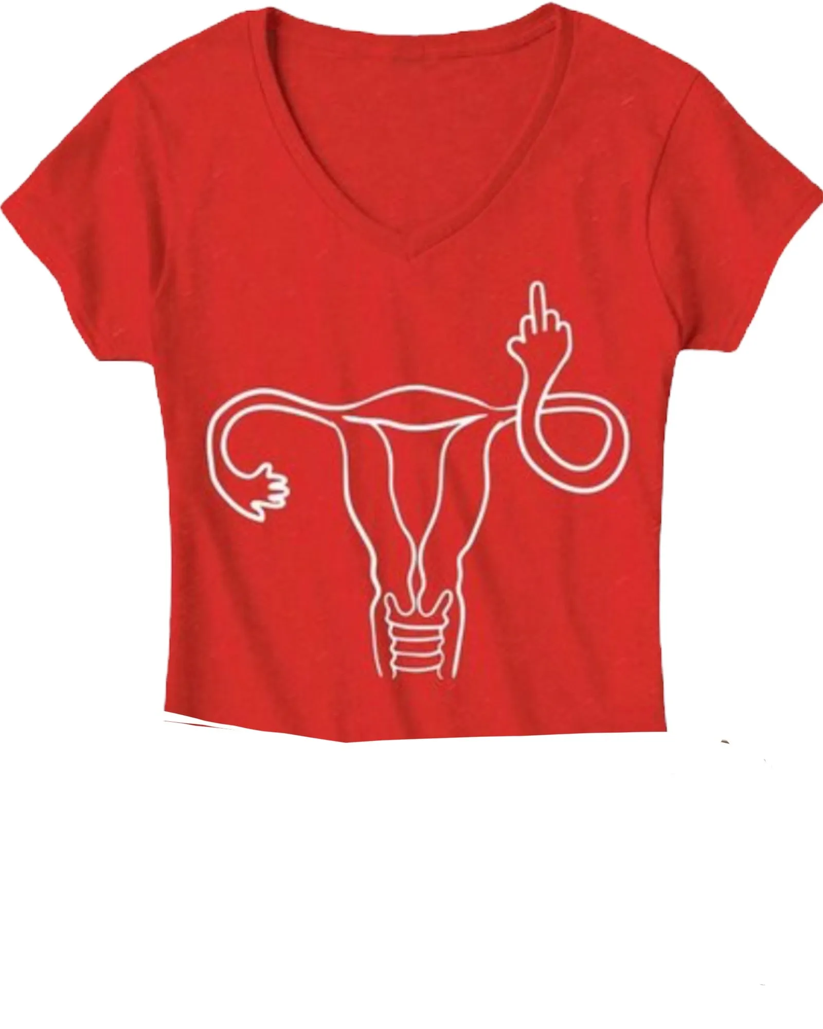 Uterus Finger Graphic Tee V Neck