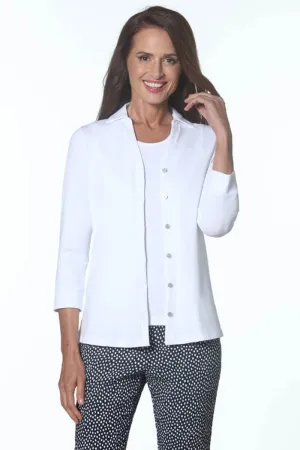 V-Neck Button Down Knit in White