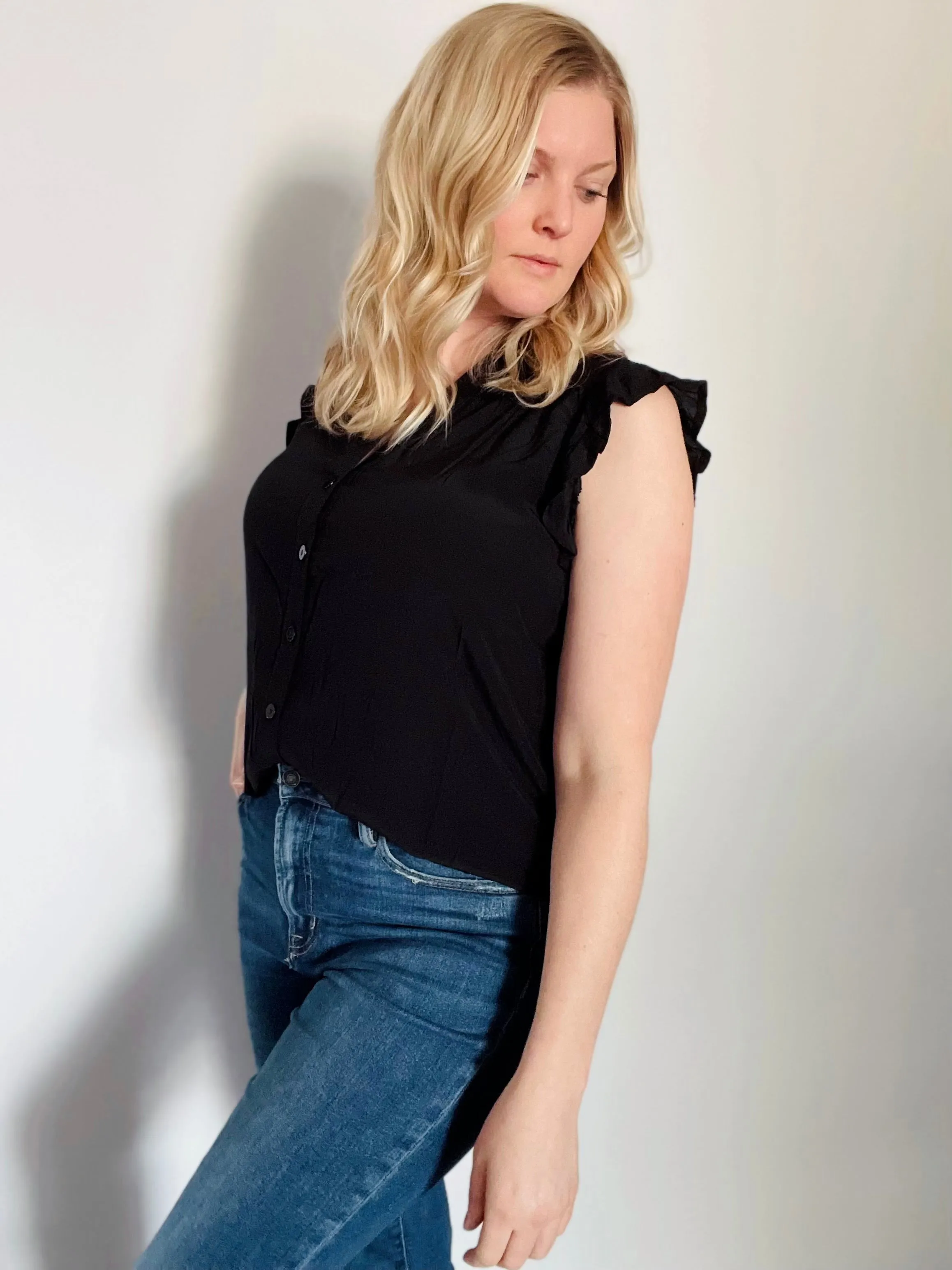 V-neck Button Down Sleeveless Top
