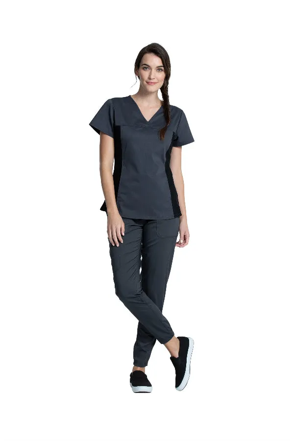 V-Neck Knit Panel Top