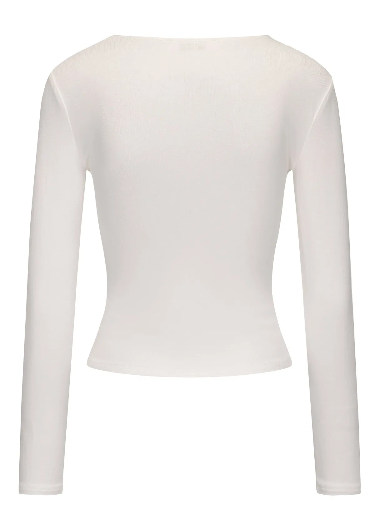 V Neck Long Sleeve Top - White