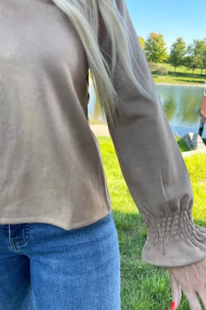V Neck Suede Top