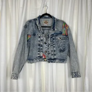 Vintage 1820 southwest denim distressed cropped jacket