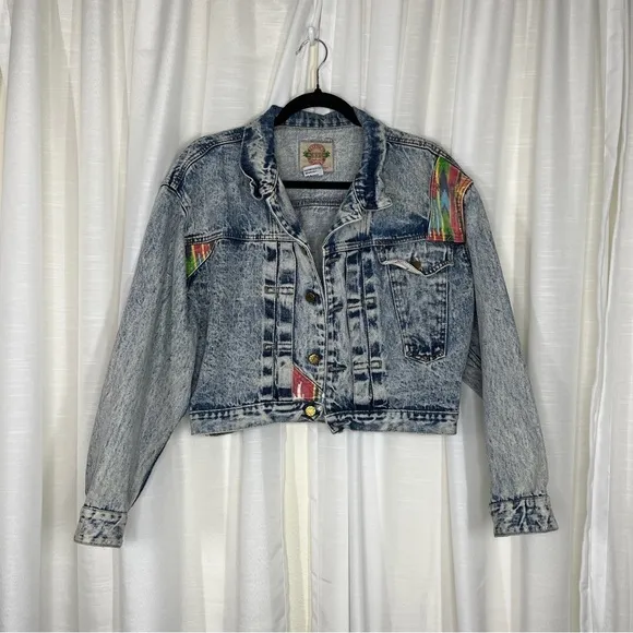 Vintage 1820 southwest denim distressed cropped jacket