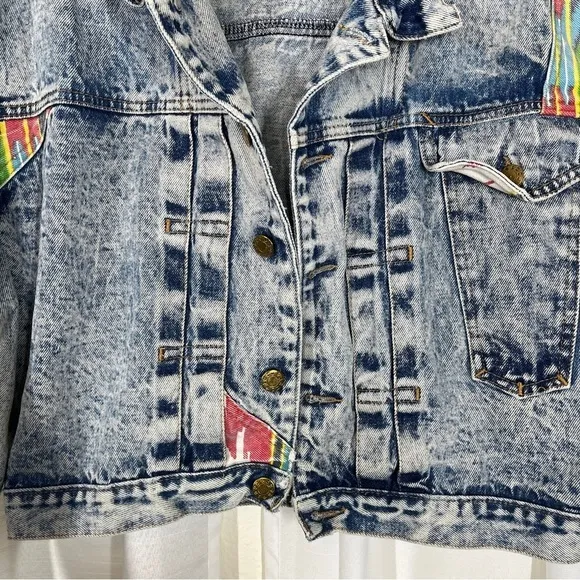 Vintage 1820 southwest denim distressed cropped jacket