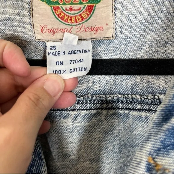 Vintage 1820 southwest denim distressed cropped jacket