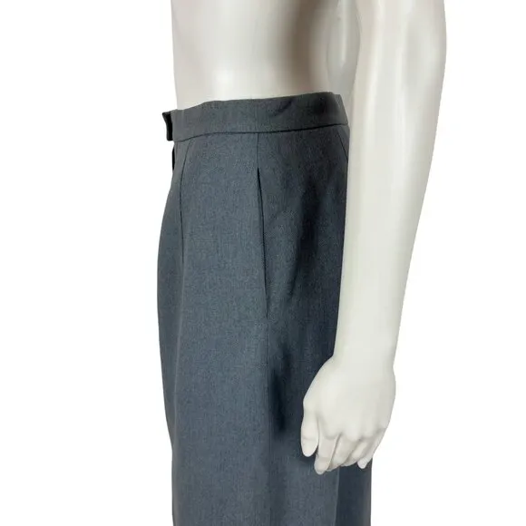 Vintage 60s Blue Skirt Womens Small Wool Blend A Line High Waist Knee Length