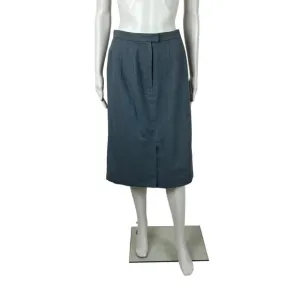Vintage 60s Blue Skirt Womens Small Wool Blend A Line High Waist Knee Length