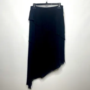 Vintage 90s Y2K Kay Unger Black Silk Skirt Asymmetric Midi Layered A-line