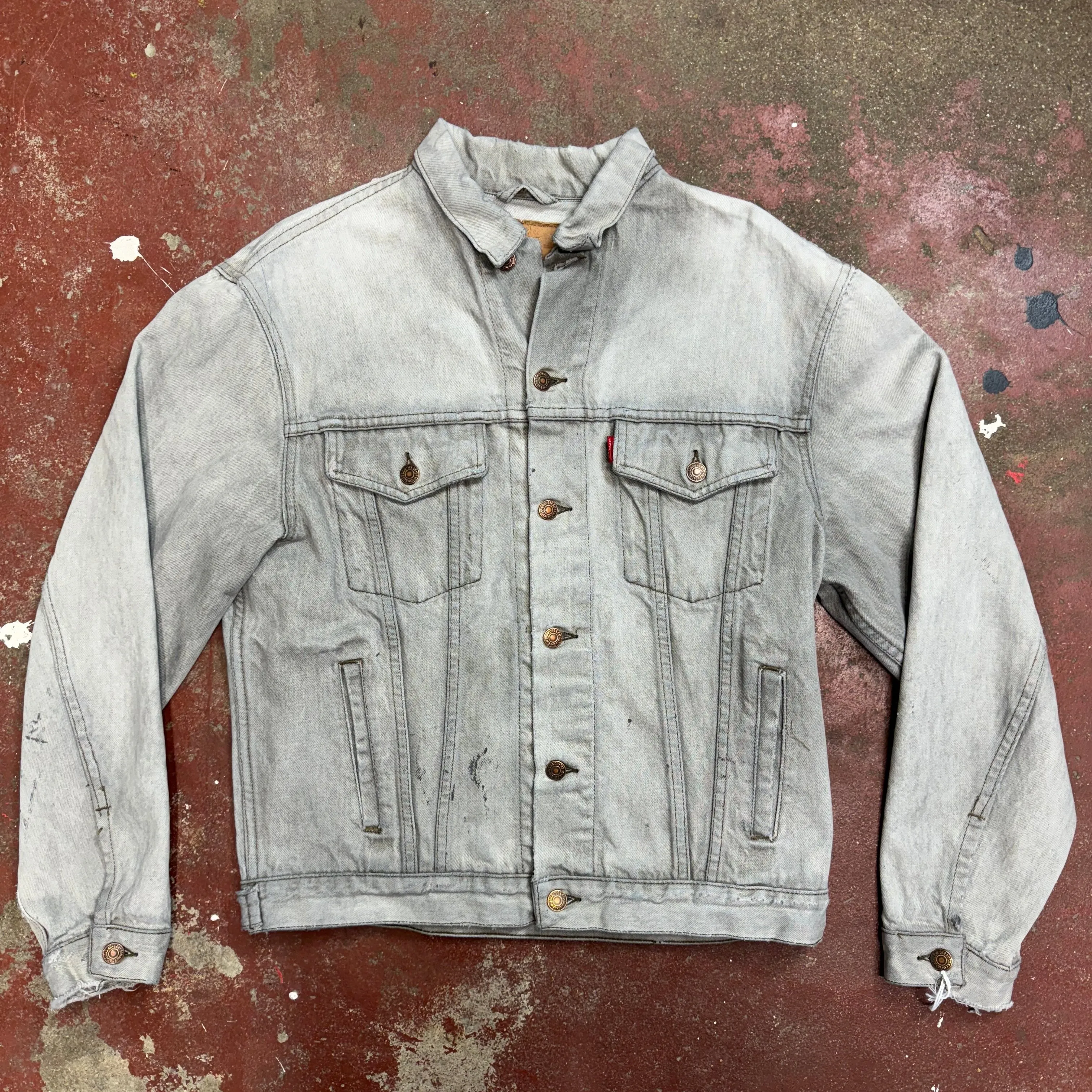 Vintage JYJ Patched True Black Faded Wash Denim Jacket (JYJ0424-195)