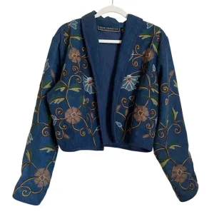 Vintage New Identity XL Embroidered Floral Denim Jacket