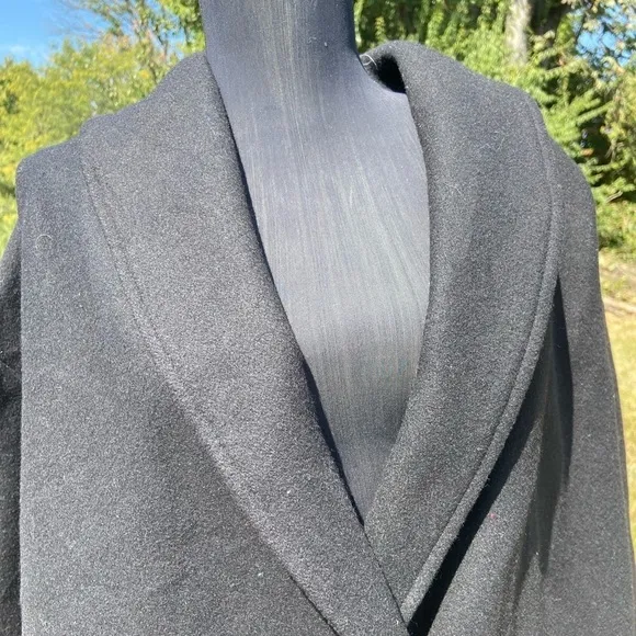 Vintage Patina Black Wool Trench Coat