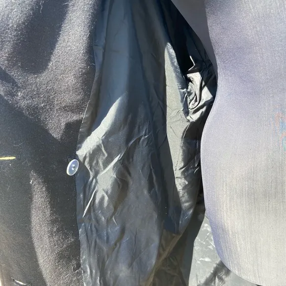 Vintage Patina Black Wool Trench Coat