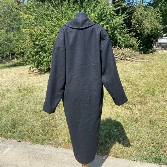 Vintage Patina Black Wool Trench Coat
