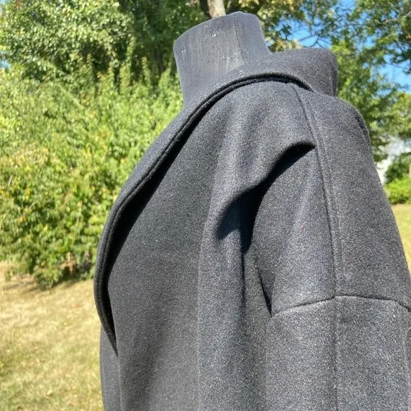 Vintage Patina Black Wool Trench Coat
