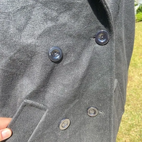 Vintage Patina Black Wool Trench Coat