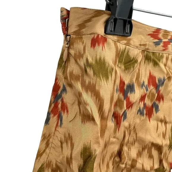 VTG J. Jill Skirt 14 A-Line Brown Floral Silk A-Line Aztec Western