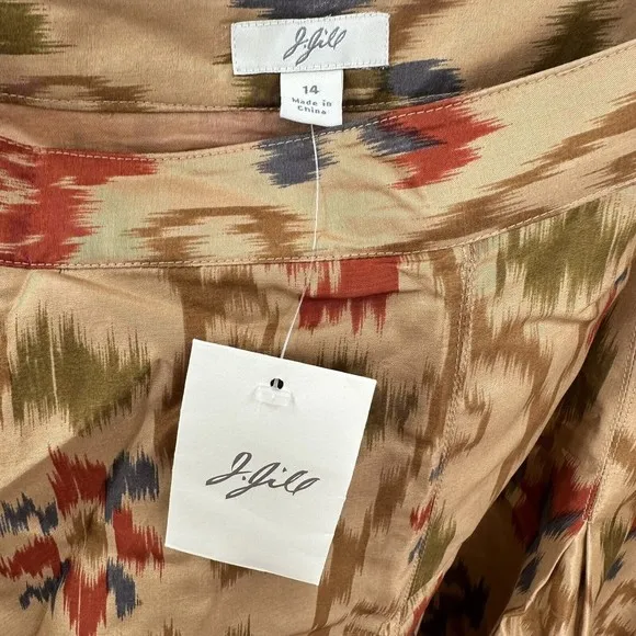VTG J. Jill Skirt 14 A-Line Brown Floral Silk A-Line Aztec Western