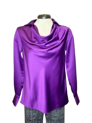 Wallis Draped Cowl Neck Top Purple