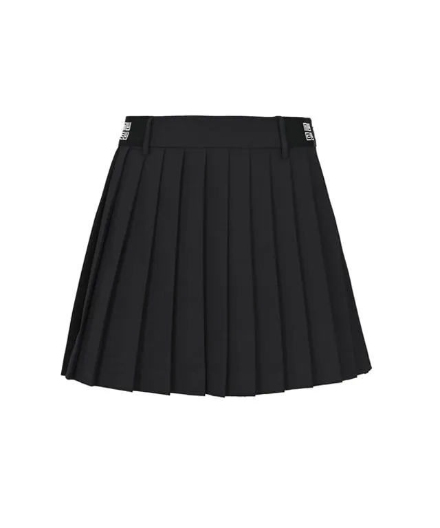 [Warehouse Sale] LENUCU Logo Banding Pleated Skirt - Black