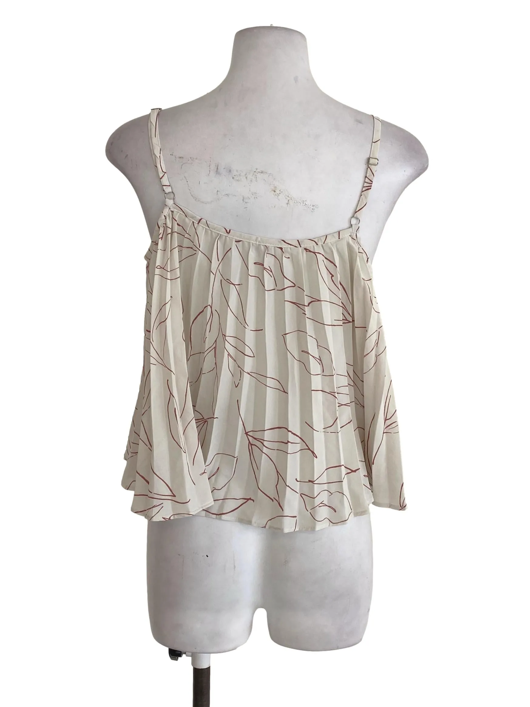 White Abstract V Neck Top