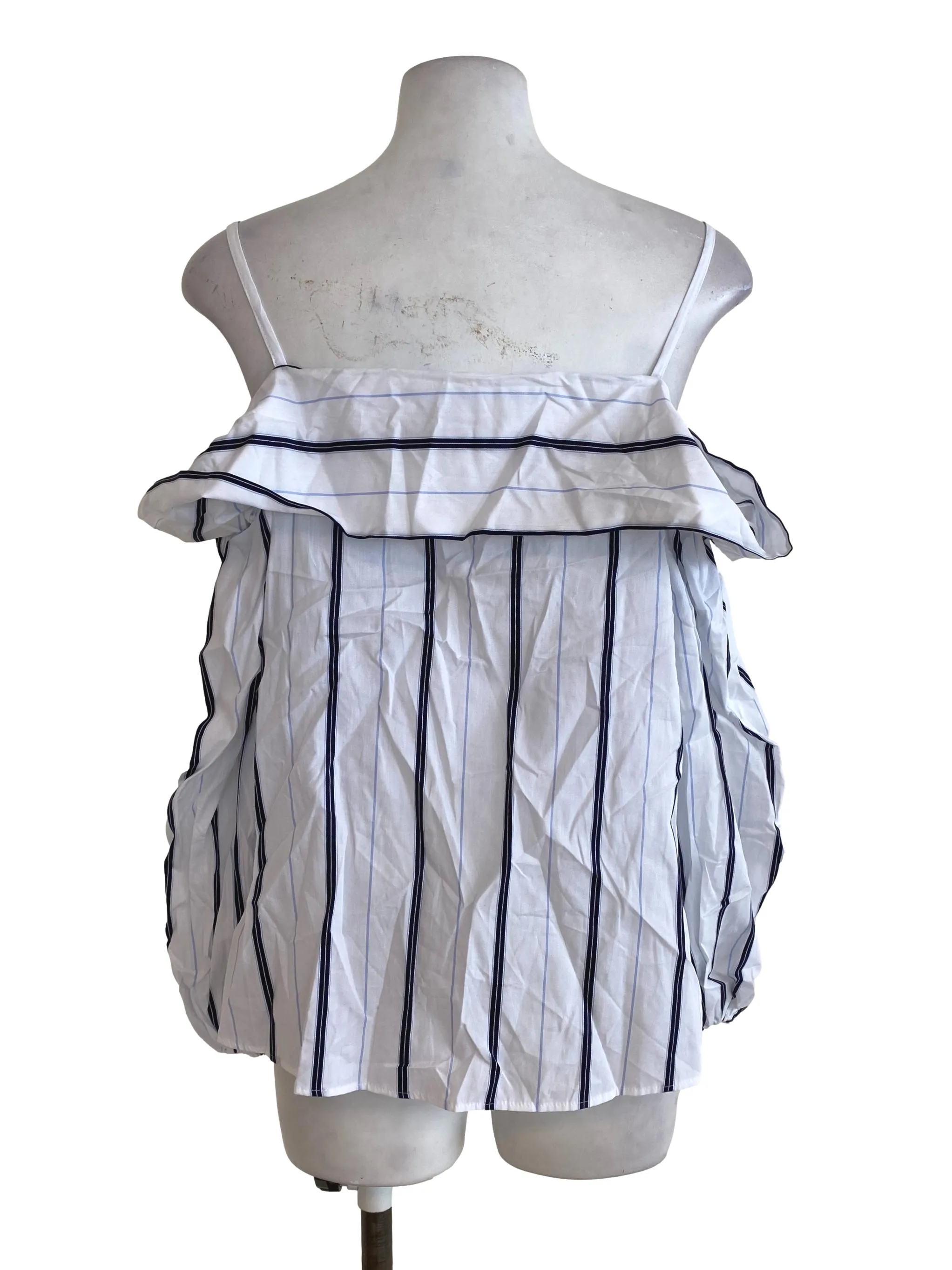 White & Blue Stripes Offshoulder Top