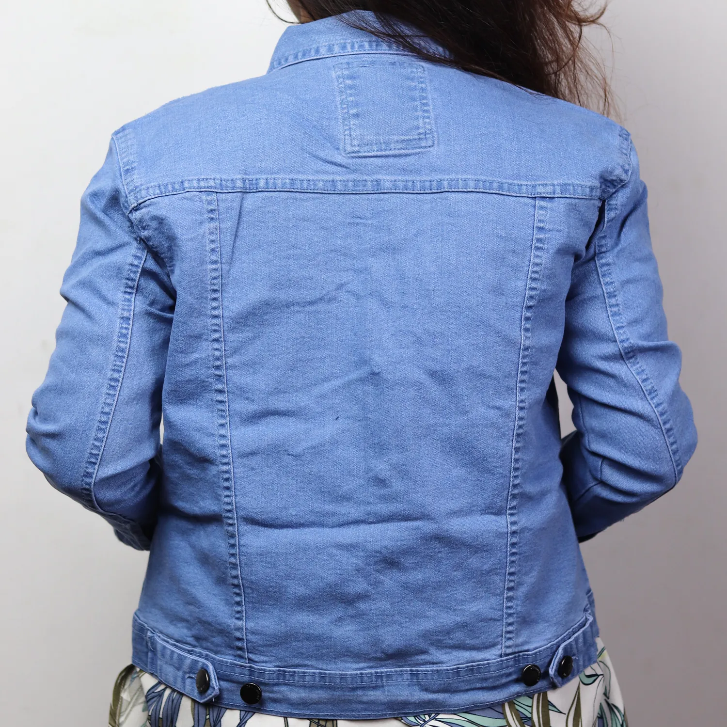 Women Full Sleeve Solid Denim Jacket