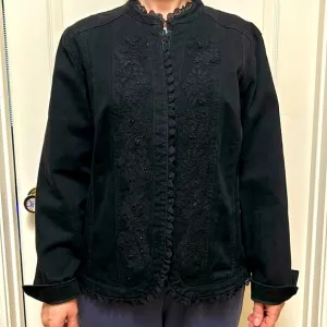 Women’s Chicos dressed up black denim jean jacket