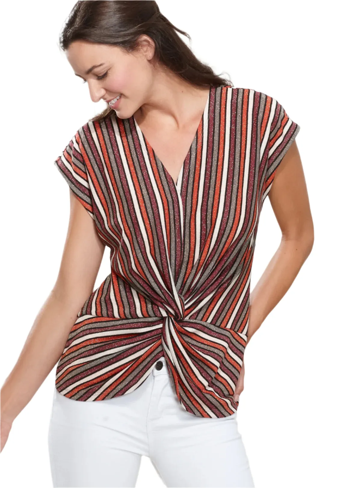 Women's Twist Front Sleeveless Knit Top In Multi