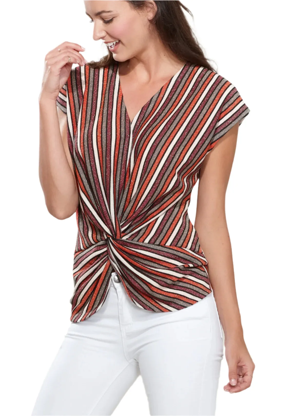 Women's Twist Front Sleeveless Knit Top In Multi