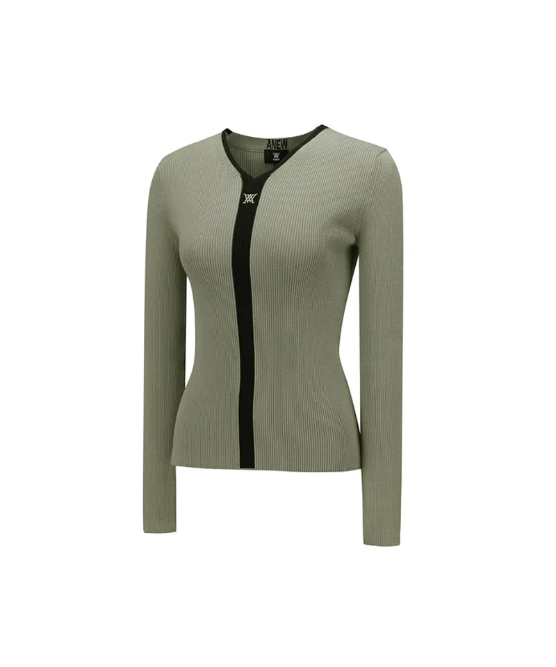 Women's V Neck Pullover - Khaki
