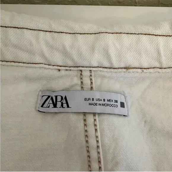 Zara cream denim jacket with rose gold buttons