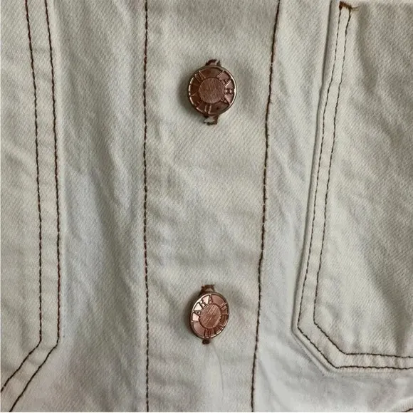 Zara cream denim jacket with rose gold buttons