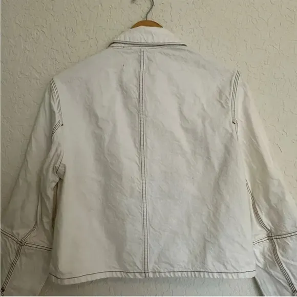 Zara cream denim jacket with rose gold buttons