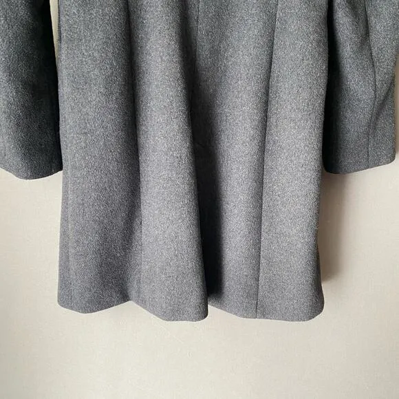 Zara sz M gray wool trench zip hooded winter coat