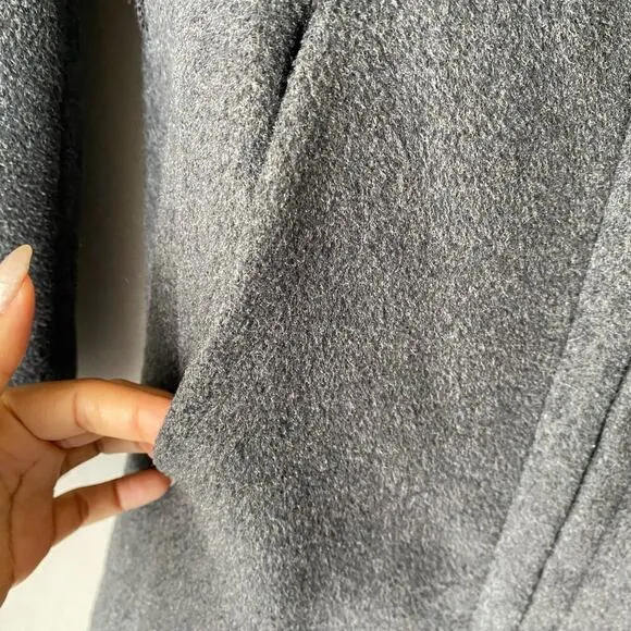 Zara sz M gray wool trench zip hooded winter coat
