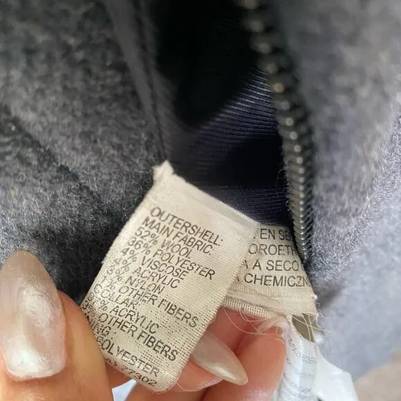 Zara sz M gray wool trench zip hooded winter coat