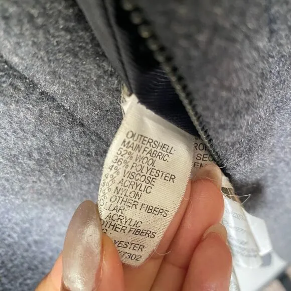 Zara sz M gray wool trench zip hooded winter coat