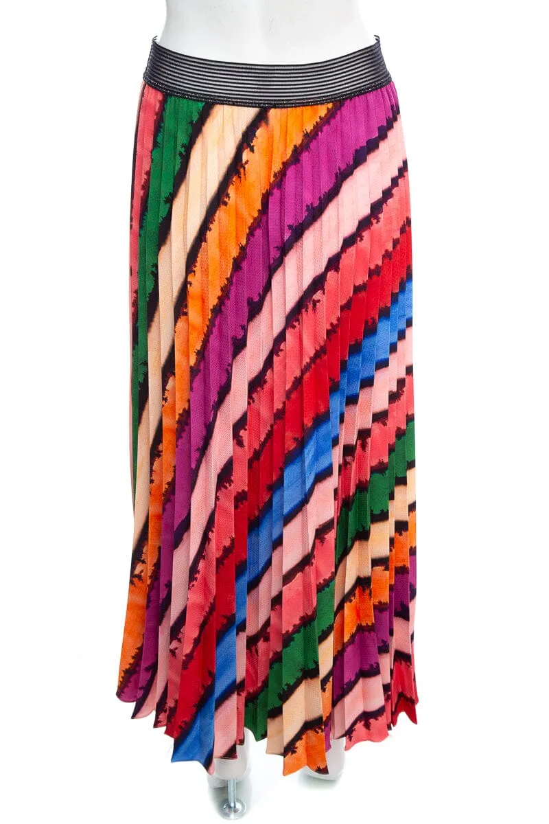 Zeus   Aione Multicolor Pleated Skirt SZ OS