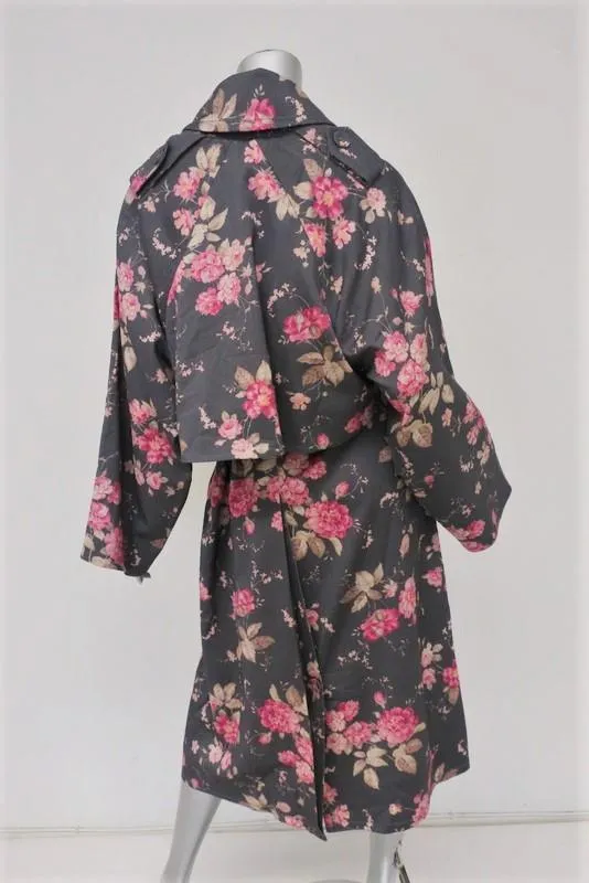 Zimmermann Fleeting Slouch Trench Coat Gray Floral Print Size 0 Oversize Jacket