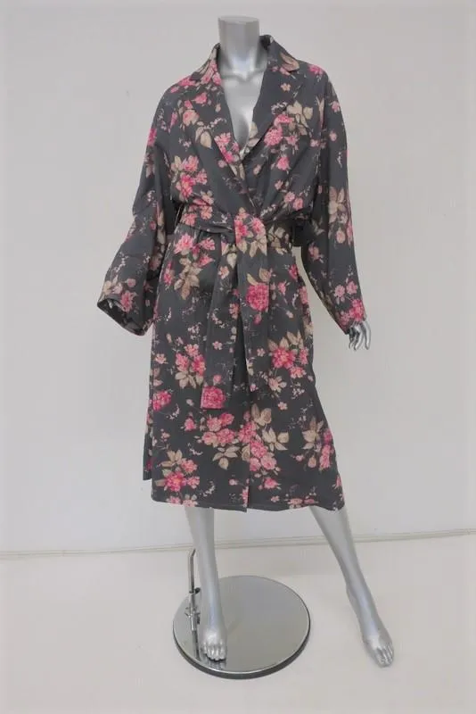 Zimmermann Fleeting Slouch Trench Coat Gray Floral Print Size 0 Oversize Jacket